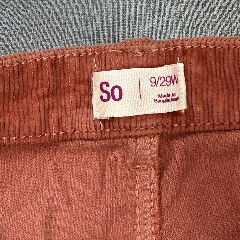 So Womens Corduroy Mini Skirt Size 9 29W Rust Button Front NWT - Picture 3 of 7
